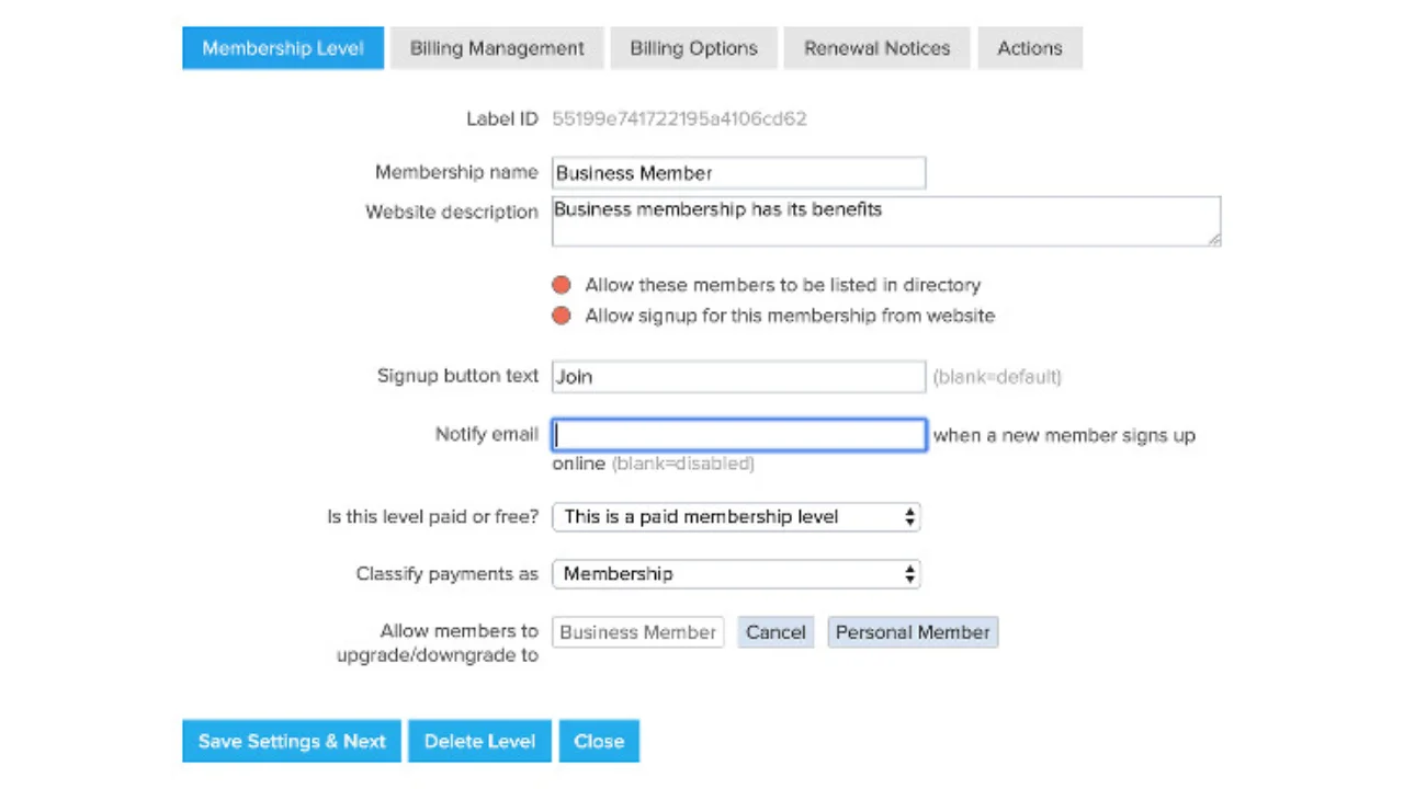 Create Membership Levels with membership works